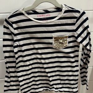 Crewcuts Striped Long Sleeve Tee with Gold Accent